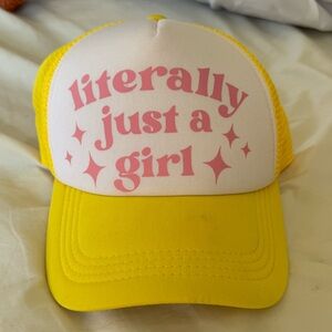 Yellow & Pink Trucker Hat - "literally just a girl"